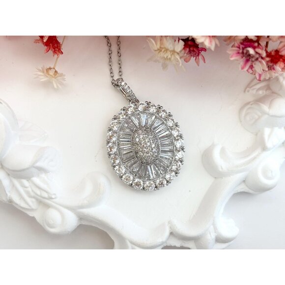 Stunning Art Deco Inspired Sterling Silver 925 Vintage Pendant Necklace - 18" - Picture 16 of 16